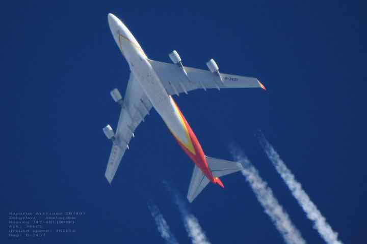 Avión comercial volando en el cielo azul